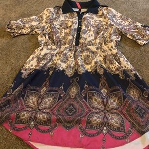 Silk Bohemian Collard Dress